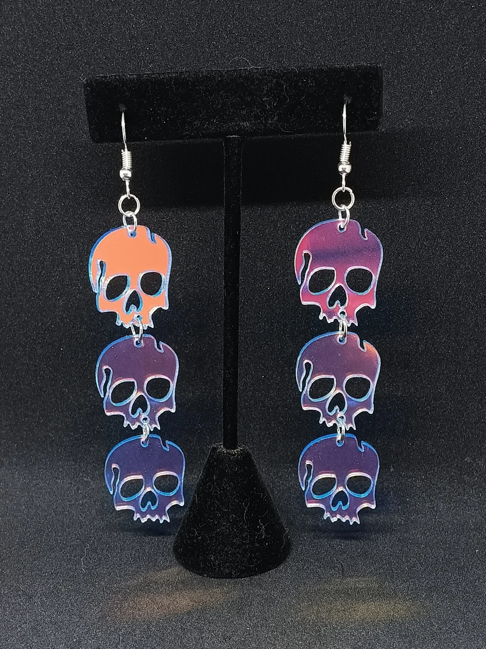 Gradient Skull Dangle Earrings - Blue & Multi